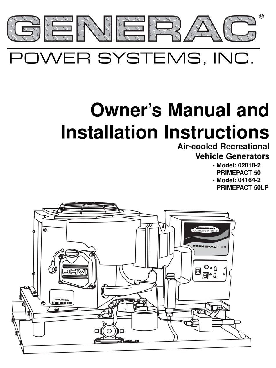 GENERAC POWER SYSTEMS 02010 2 04164 2 OWNERS AND INSTALLATION MANUAL