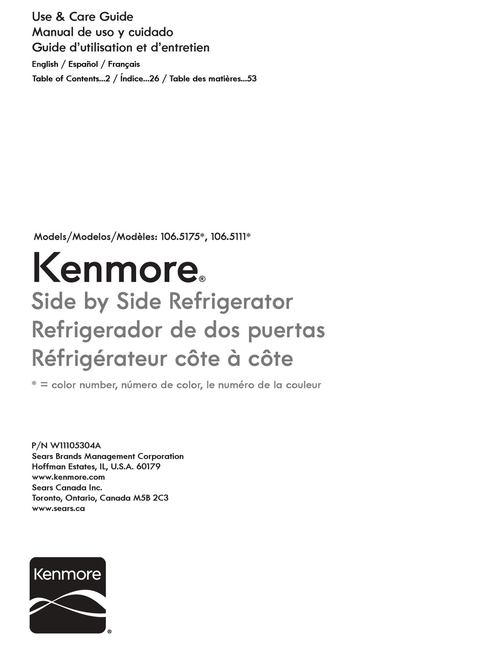 KENMORE 106 5175 SERIES REFRIGERATOR USE CARE MANUAL ManualsLib