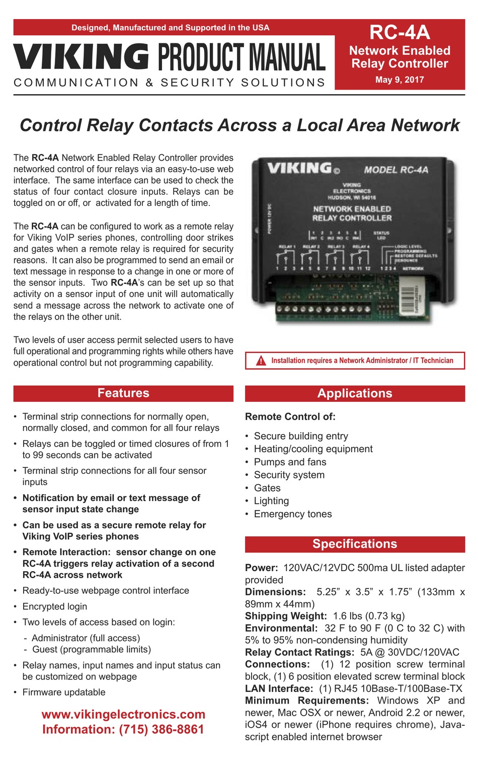 Viking Rc A Controller Product Manual Manualslib