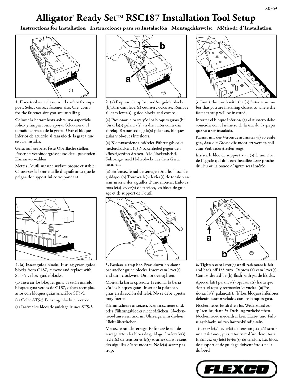 FLEXCO ALLIGATOR READY SET RSC187 INSTRUCTIONS FOR INSTALLATION Pdf