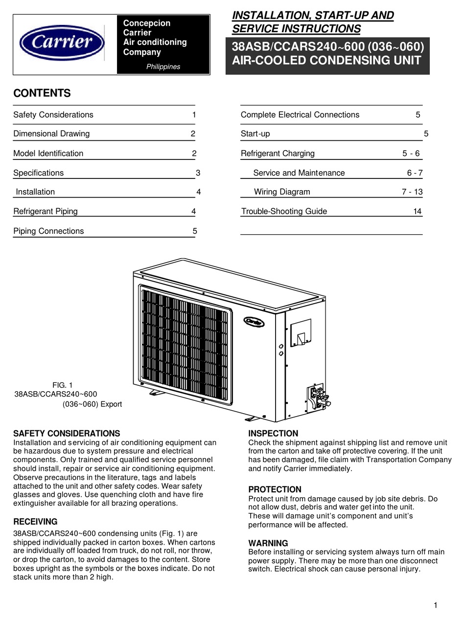 Carrier Asb Series Installation Start Up And Service Instructions