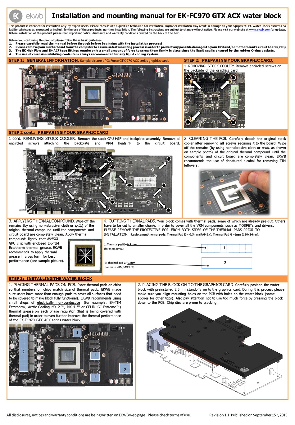 EKWB EK FC970 GTX ACX SERIES INSTALLATION AND MOUNTING MANUAL Pdf