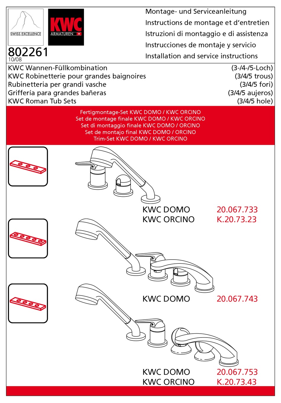 KWC DOMO 20 067 733 INSTALLATION AND SERVICE INSTRUCTIONS MANUAL Pdf