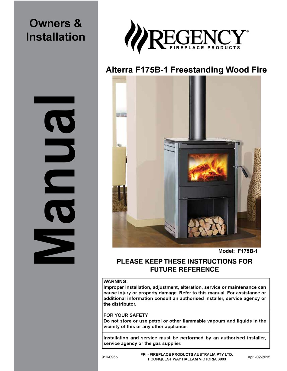 Regency Fireplace Products Alterra F B Owners Installation Manual