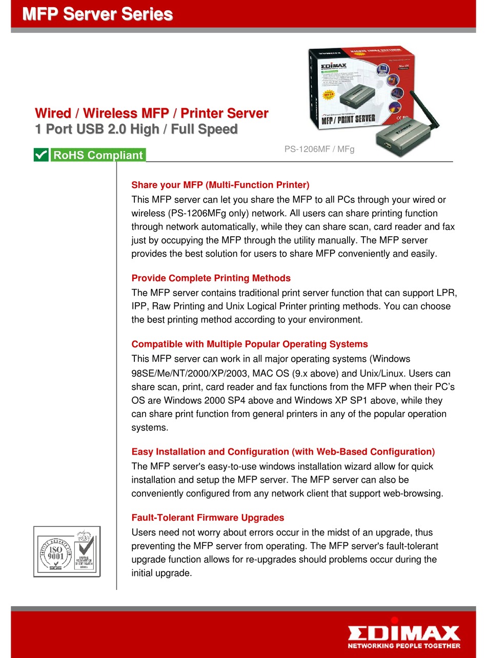 Edimax Ps Mf Print Server Specifications Manualslib