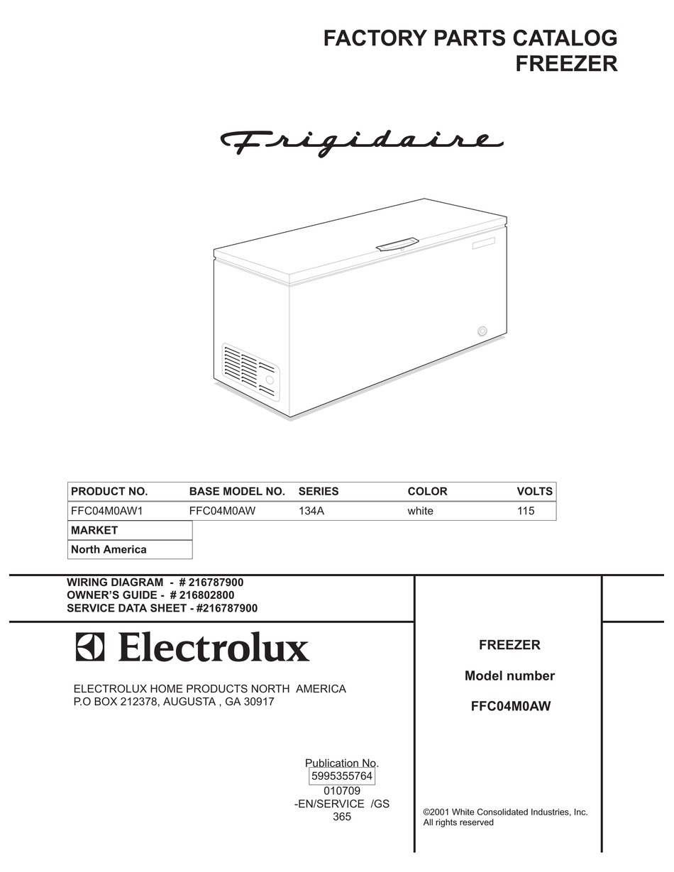 Frigidaire Ffc M Aw Freezer Factory Parts Catalog Manualslib