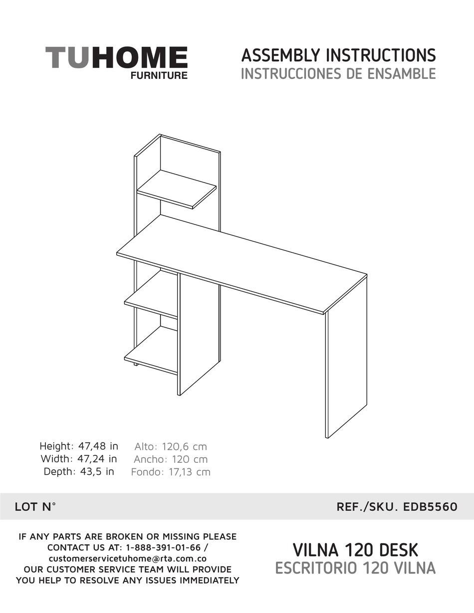 Tuhome Furniture Vilna Edb Assembly Instructions Manual Pdf