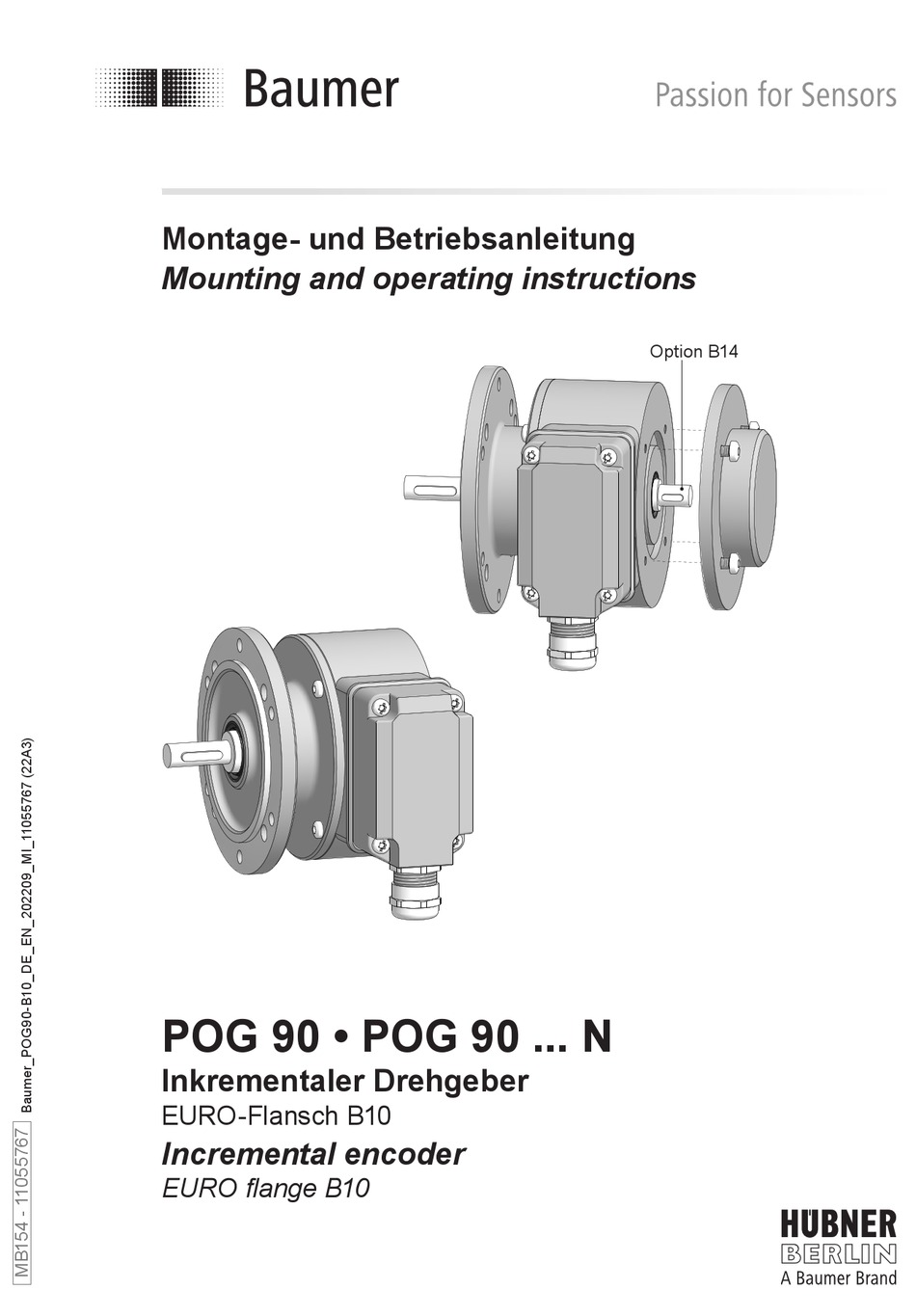 BAUMER HUBNER BERLIN POG 90 N SERIES MOUNTING AND OPERATING