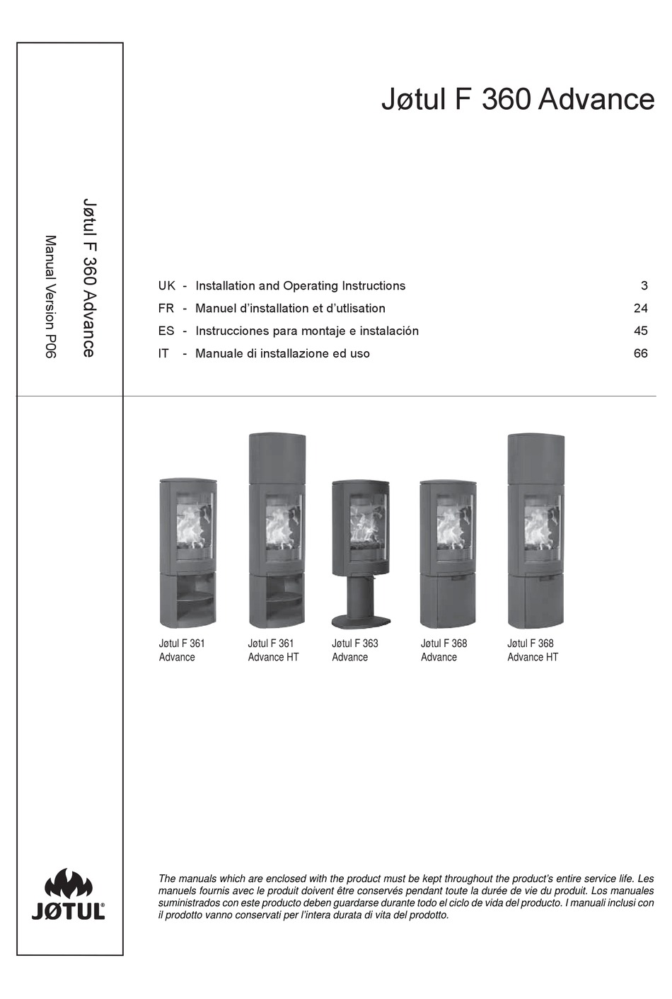 J Tul F Advance Installation And Operating Instructions Manual Pdf