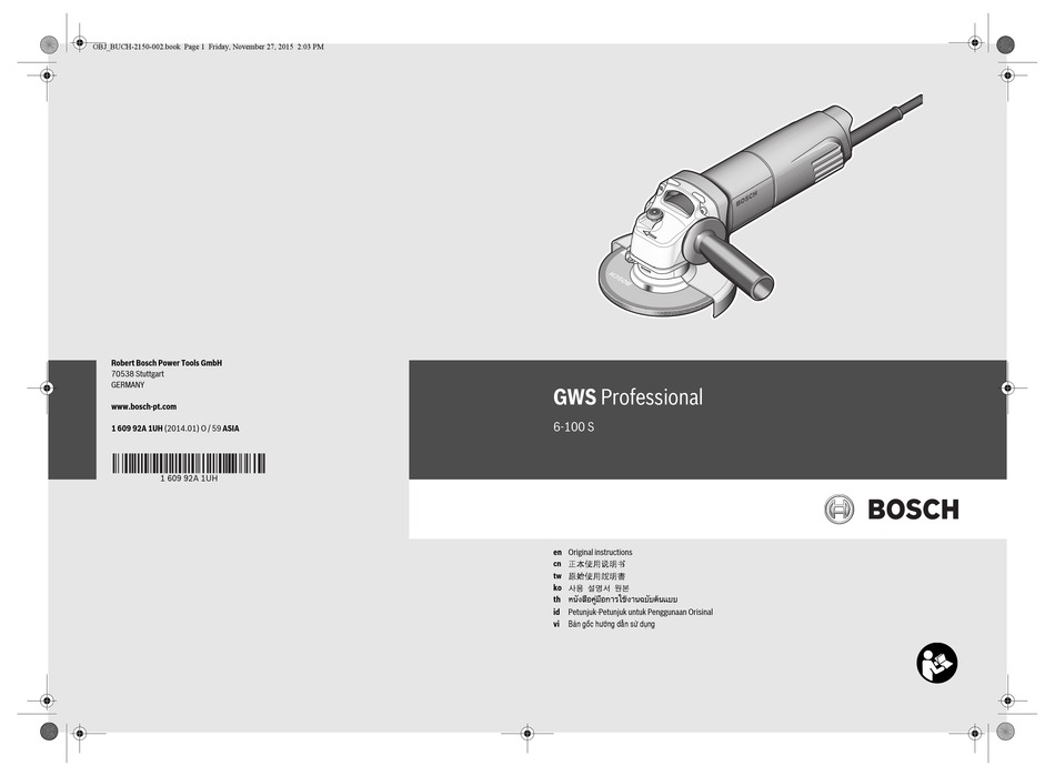 Bosch Professional Gws S Original Instructions Manual Pdf