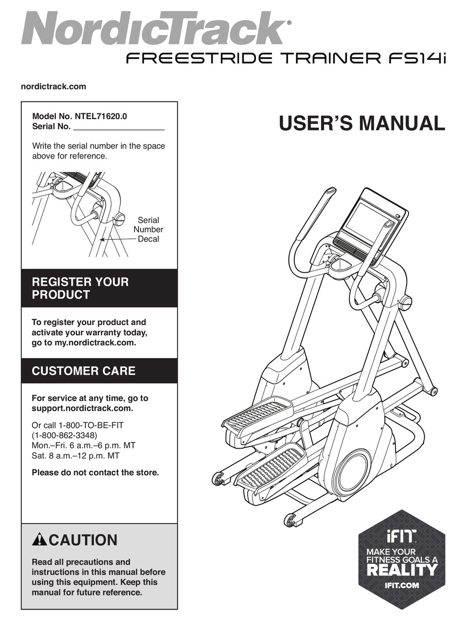 ICON HEALTH FITNESS NORDICTRACK FREESTRIDE TRAINER FS14I USER MANUAL