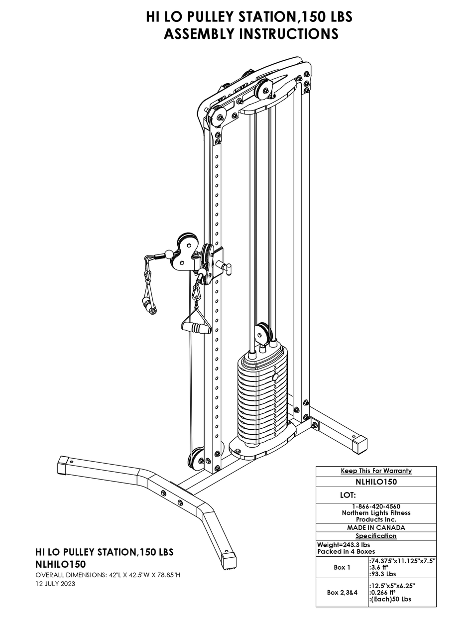 Northern Lights Fitness Nlhilo Assembly Instructions Manual Pdf