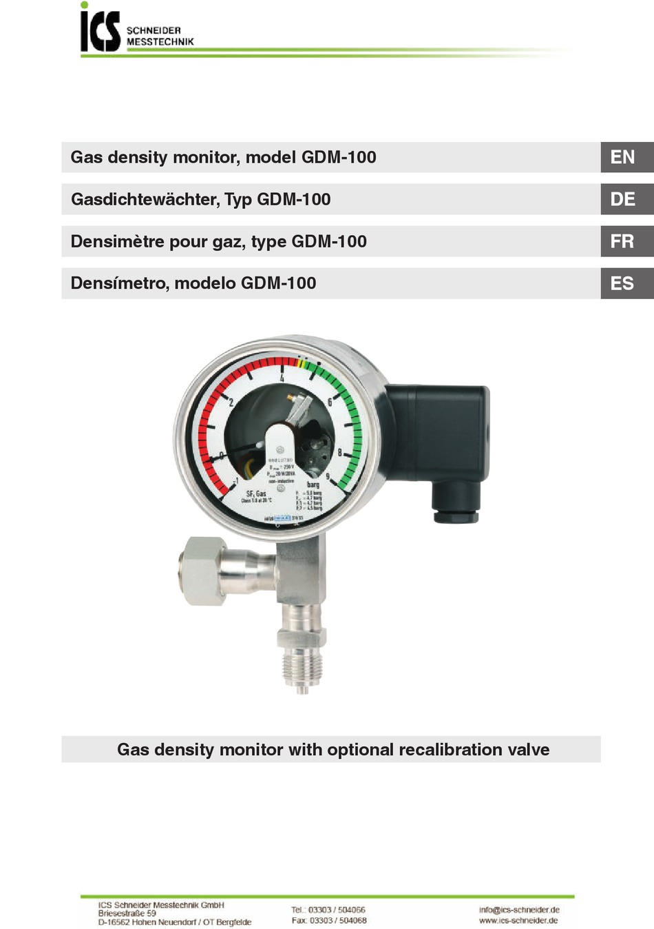 ICS SCHNEIDER MESSTECHNIK GDM 100 OPERATING INSTRUCTIONS MANUAL Pdf