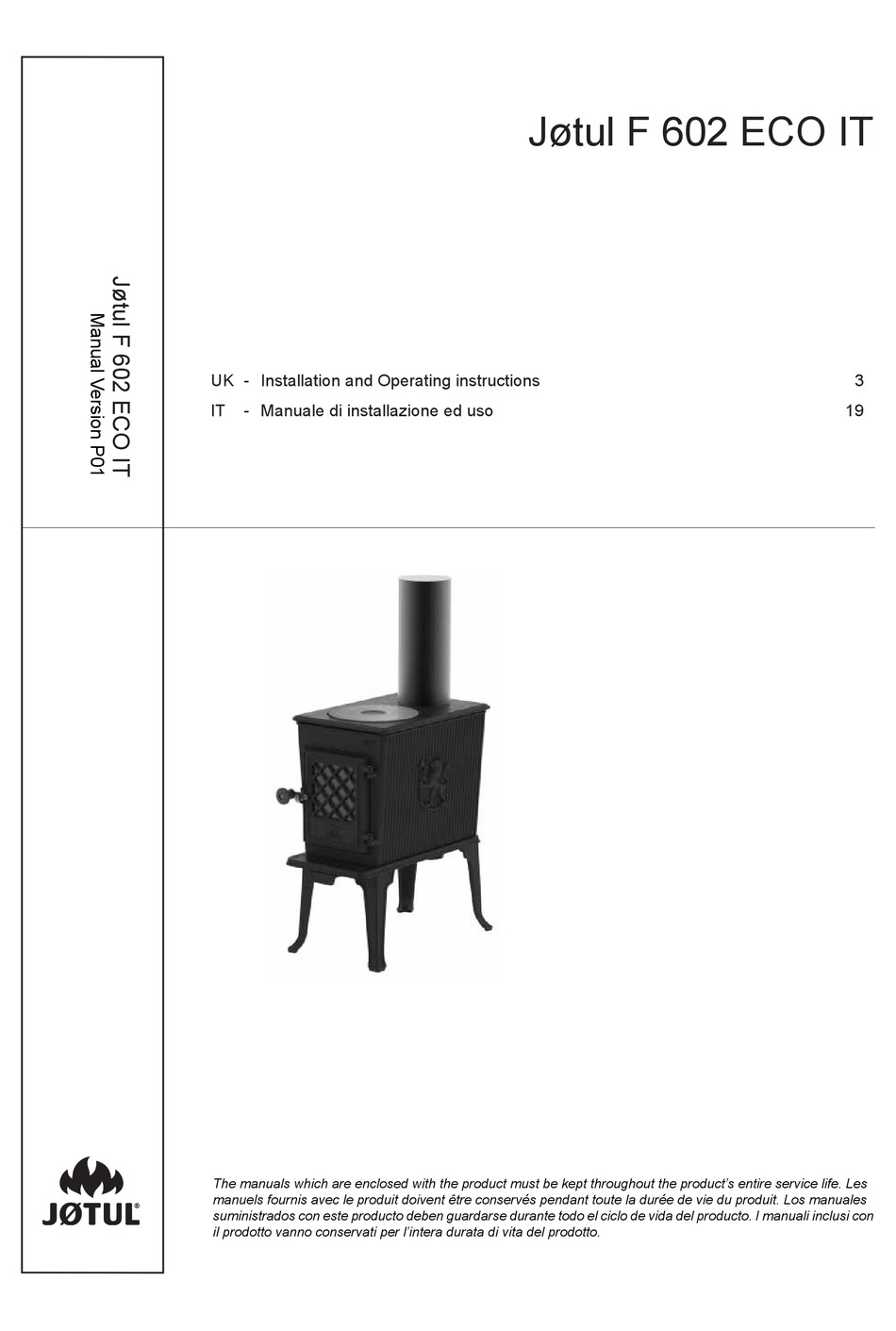 JØTUL F 602 ECO IT INSTALLATION AND OPERATING INSTRUCTIONS MANUAL Pdf