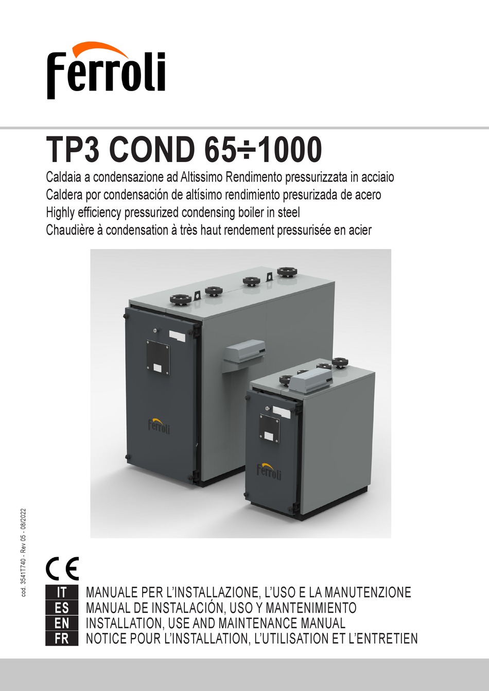 FERROLI TP3 COND 65 1000 INSTRUCTIONS FOR INSTALLATION USE AND