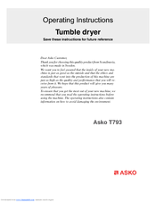 Asko T793 Operating Instructions Manual
