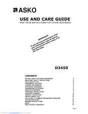 Asko D3450 Use And Care Manual