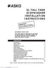 Asko D3252FI Installation Instructions Manual