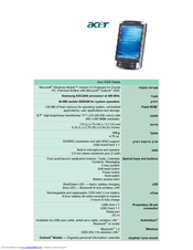 Acer N300 Series Specification Sheet