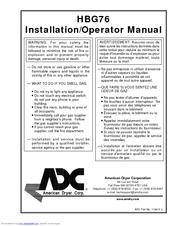 ADC HBG76 Installation & Operator's Manual