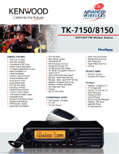 Kenwood VHF/UHF FM Mobile Radios TK-7150 Specifications