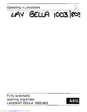 AEG LAVMAT BELLA 1003/803 Operating Instructions Manual