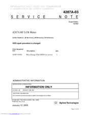 Agilent Technologies 04287-65000 Service Note