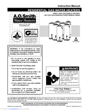 A.O. Smith ProMax Direct-Vent GDVT-50 Instruction Manual