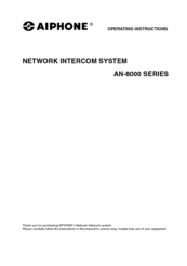 Aiphone AN-8000EX Operating Instructions Manual