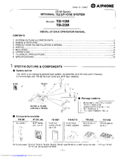 Aiphone TB-10M Installation & Operation Manual
