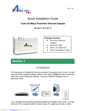 Airlink101 Turbo 85 Mbps Powerline Ethernet Adapter APL8512 Quick Installation Manual
