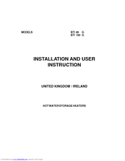A.O. Smith BTI - 100 Installation And User Instructions Manual