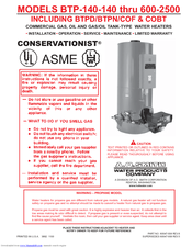 A.O. Smith BTP-140-140 Installation And Operation Manual
