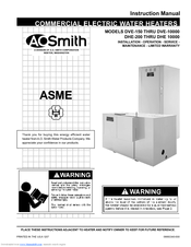 A.O. Smith Dura-Power DHE-800 Installation And Operaion Manual