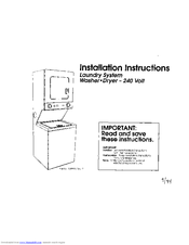 Inglis Washer-Dryer Installation Instructions Manual