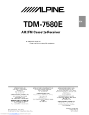 Alpine TDM-7580E Owner's Manual