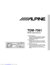 Alpine TDM-7561 Owner's Manual
