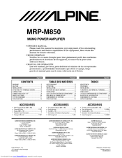 Alpine MRP-M850 Owner's Manual