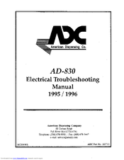 ADC Water Vending Machine AD-830 Electrical Troubleshooting Manual