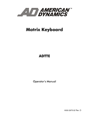 American Dynamics Matrix Keyboard Operator's Manual