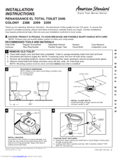 American Standard Colony 1.6 G.P.F. Toilet 2359 Installation Instructions