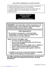 American Water Heater GAS-FIRED COMMERCIAL WATER HEATER Install And Operation Instructions