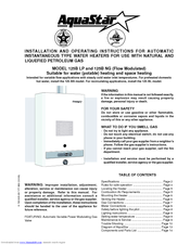 AquaStar 125B NG Installation And Operating Instructions Manual