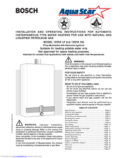 Bosch AquaStar 125HX NG Installation And Operating Instructions Manual