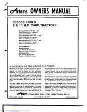 Ariens YT11-38 Owner's Manual