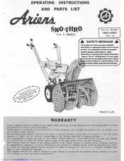 Ariens Sno-Thro ST4-65R Operating Instructions Manual