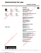 Ariston AQXLAVTL 109 Instructions For Use Manual