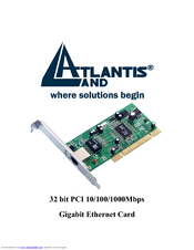 Atlantis Land Gigabit Ethernet Card Specification Sheet
