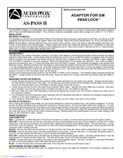 Audiovox AS-PASS II Installation Manual