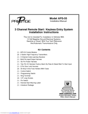 Audiovox Prestige APS-55 Installation Manual